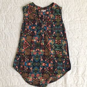 Navy, blue & coral sleeveless blouse - Pixley - S